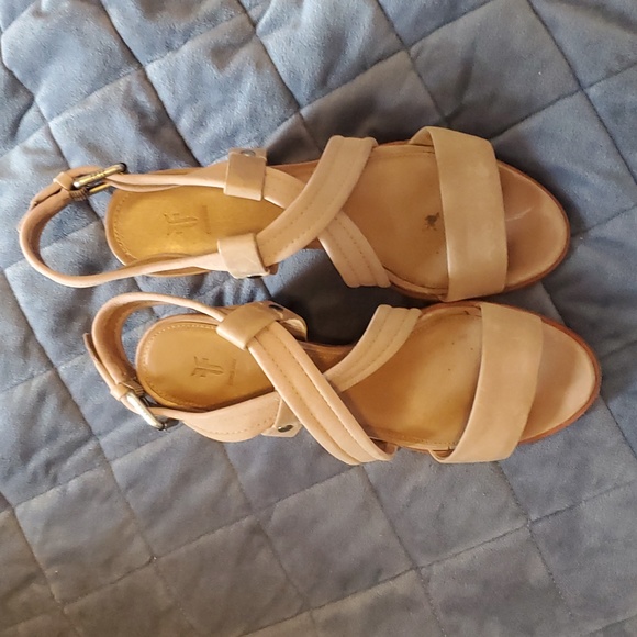 Frye Dani Crisscross Sandal Leather Suede Pink Tan - Size 8 - Picture 2 of 7